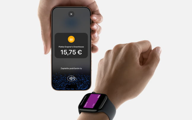 Bezkontaktní platba z Apple Watch přes GP tom na iPhone. 