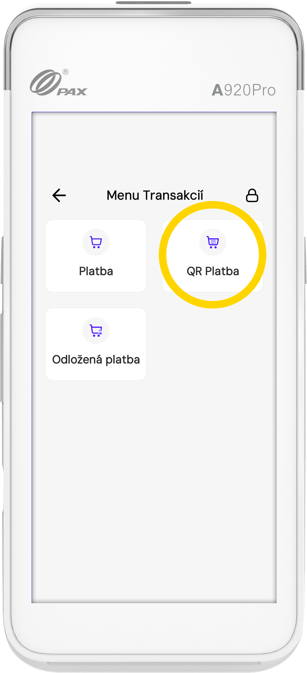QR platby na terminále