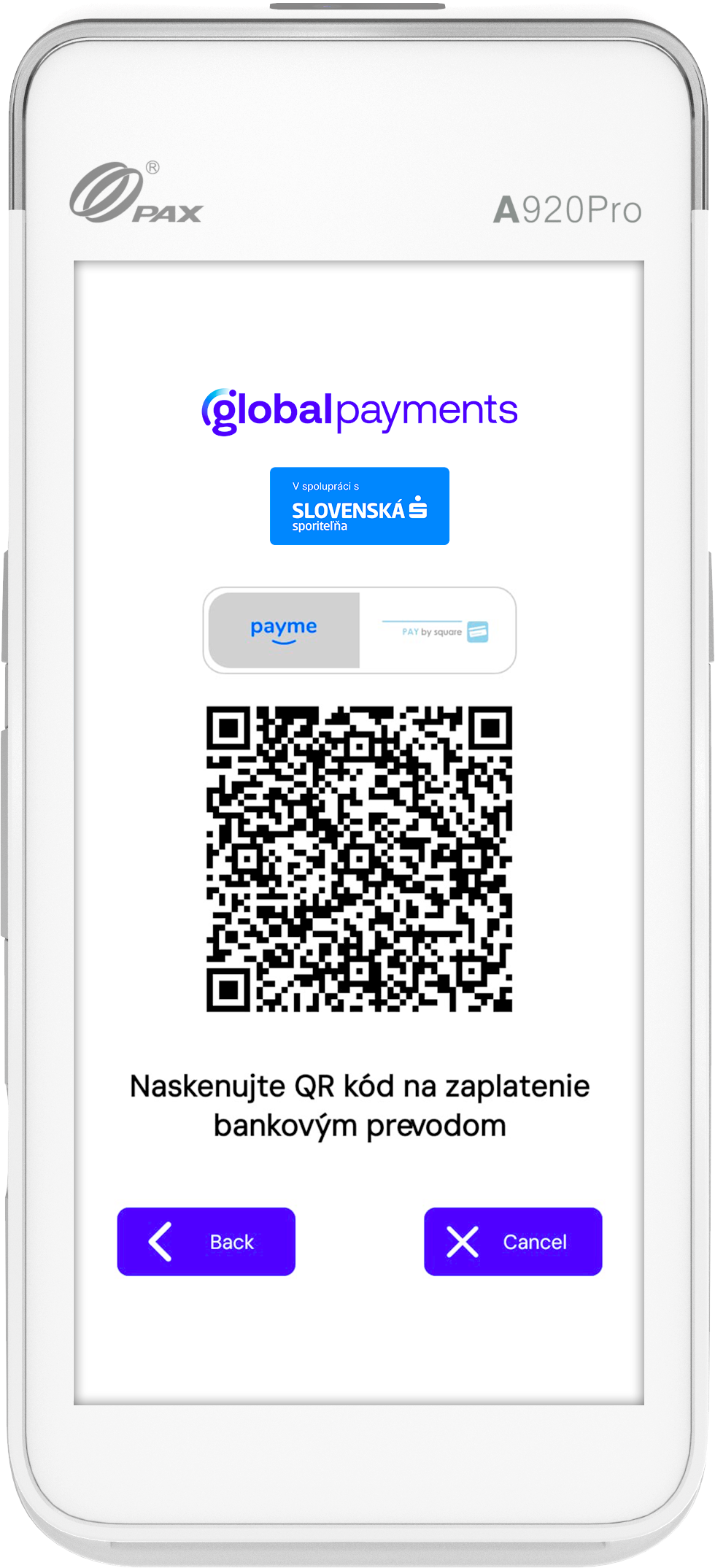 QR platby na terminále